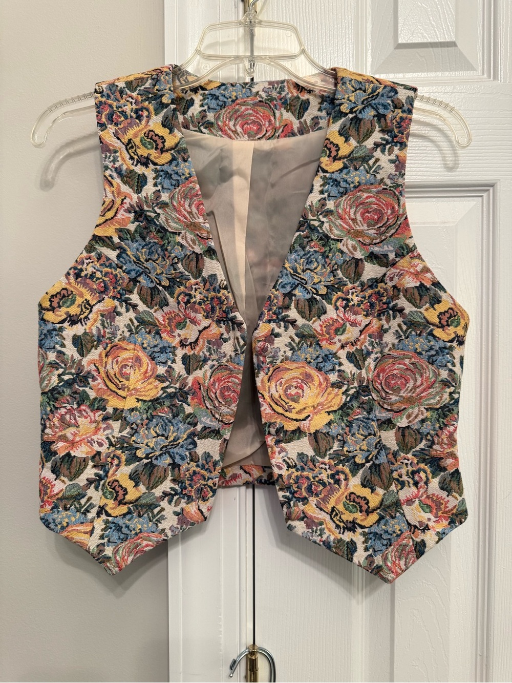 Cider Floral Tapestry Vest in Yellow, Blue, & Pink